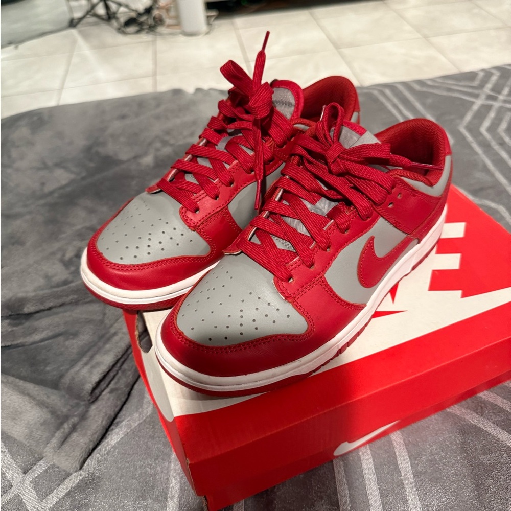 Red and Gray Nike Sneakers